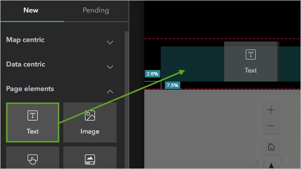 Widget "Text", das aus dem Bereich "Widget einfügen" in die Kopfzeile gezogen wurde