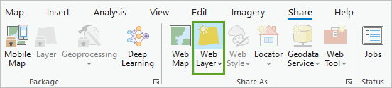 Schaltfläche "Web-Layer" auf dem Menüband "Freigeben"