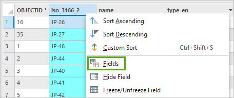 "Felder" im Kontextmenü von "iso_3166_2"