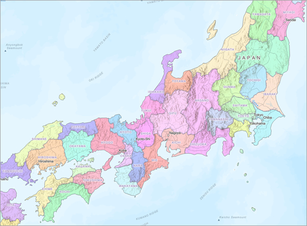 Karte mit Präfekturen in Japan