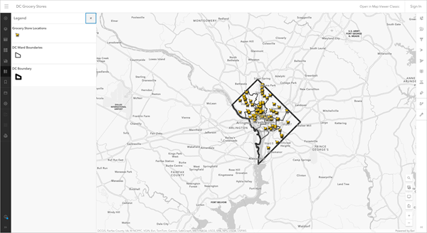 Webkarte in Map Viewer geöffnet