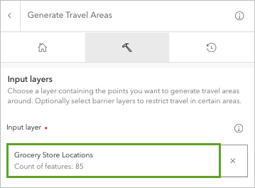 "Grocery Store Locations" als Eingabe-Layer ausgewählt.