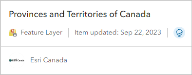 Layer "Provinces and Territories of Canada"