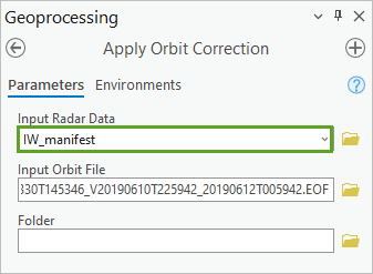 Parameter des Werkzeugs "Orbitkorrektur anwenden"