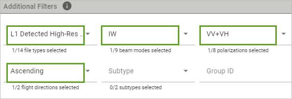 Abschnitt "Additional filters"