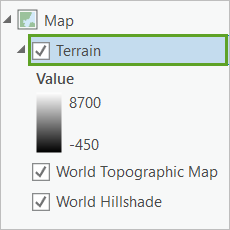 Auswahl das Terrain-Layers