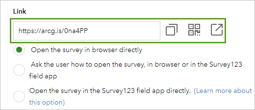 Geben Sie den Survey über den Link oder als QR-Code frei.