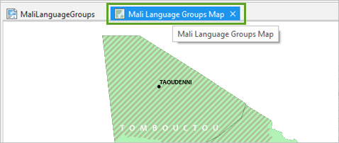 Auf die Registerkarte klicken, um "Mali Language Groups Map" zu aktivieren
