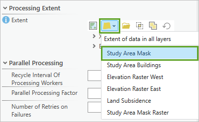 Parameters "Verarbeitungsausdehnung"