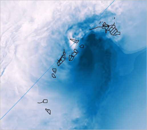 Ein Satellitenbild einer automatisch erzeugen Beschreibung des Sturms