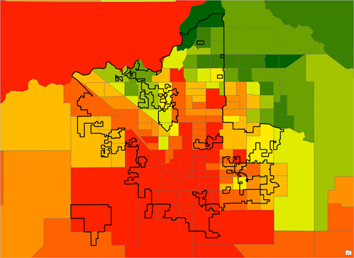 Stadtgrenzen für Fresno auf der Karte