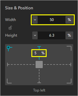 Parameter für "Größe und Position"