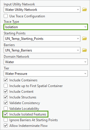 Parameter des Werkzeugs "Verfolgen"