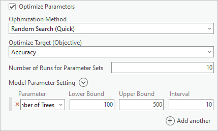 Einstellungen "Parameter optimieren"