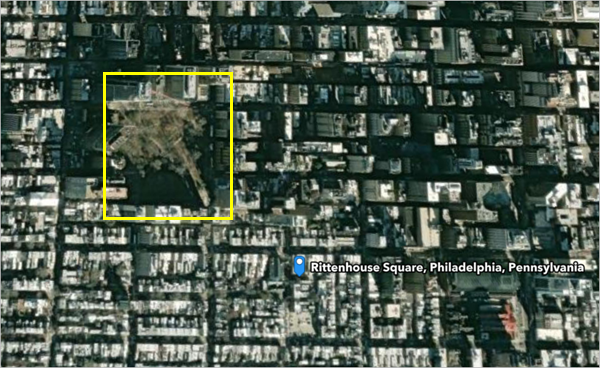 Die Position "Rittenhouse Square" verglichen mit dem Suchergebnis