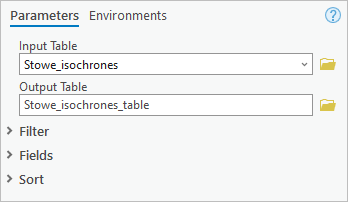 Parameter für das Werkzeug "Tabelle in Tabelle"