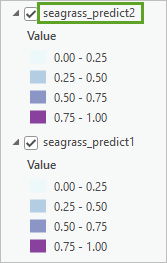 Wählen Sie den Layer "seagrass_predict2" aus.