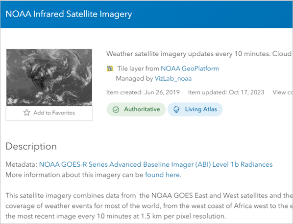 Metadaten des Layers "NOAA Infrared Satellite Imagery"