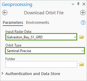 Parameter von "Orbitdatei herunterladen"