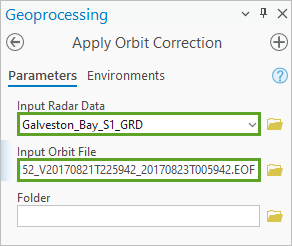 Parameter von "Orbitkorrektur anwenden"