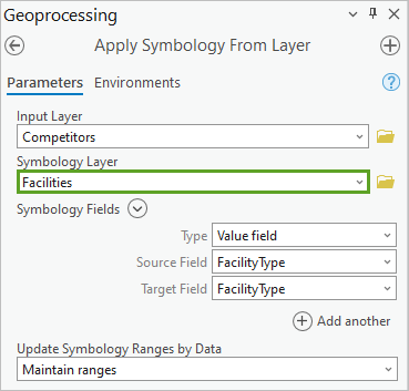 Symbolisierung aus dem Layer "Facilities" importieren