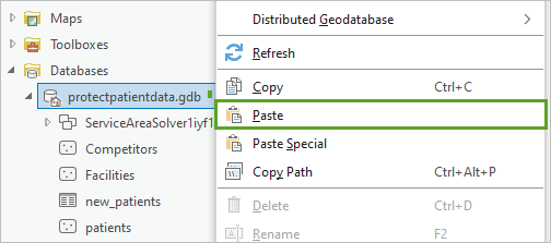 Fügen Sie die Kopie der Tabelle in die Geodatabase ein.