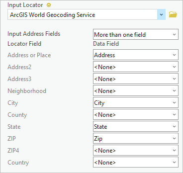 Dem Locator zugeordnete CompetitorLocations-Felder.