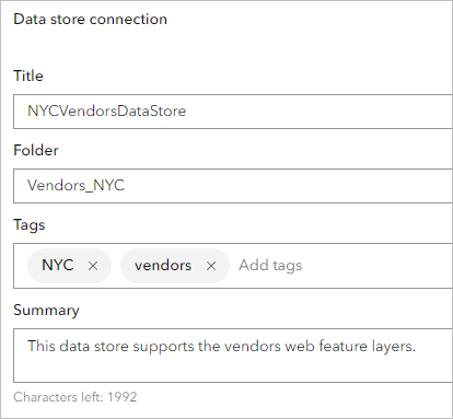 Eigenschaften der Data-Store-Verbindung