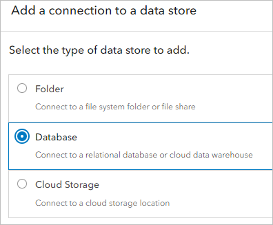 Option "Datenbank" für "Data Store"