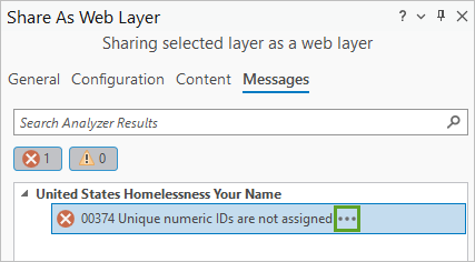 Schaltfläche "Optionen" für den Fehler