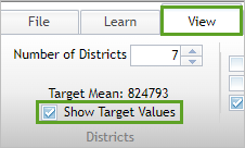 Aktiviertes Kontrollkästchen "Show Target Values"