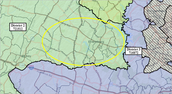 Gebiet von Eldersburg in Maryland in District 2