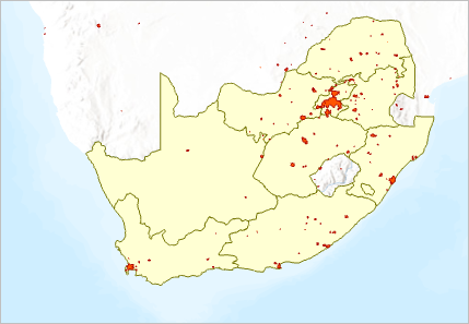 Layer mit Provinzen von Südafrika auf der Karte