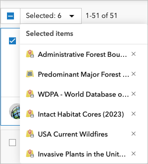 Sechs ausgewählte Layer aus dem ArcGIS Living Atlas
