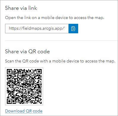 Über Link und QR-Code freigeben