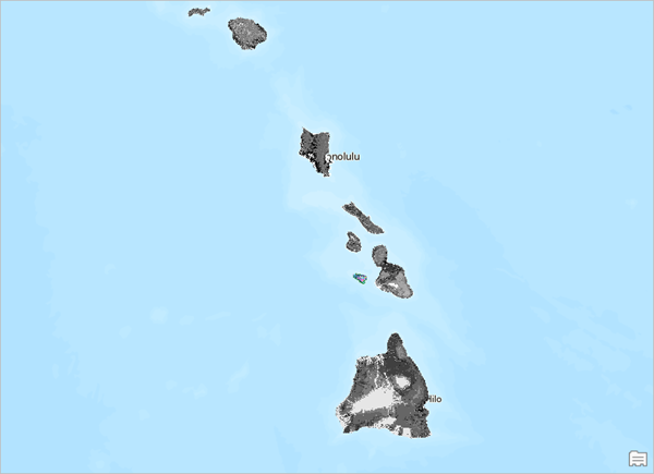 Die Karte mit den Hawaii-Inseln wird geöffnet.