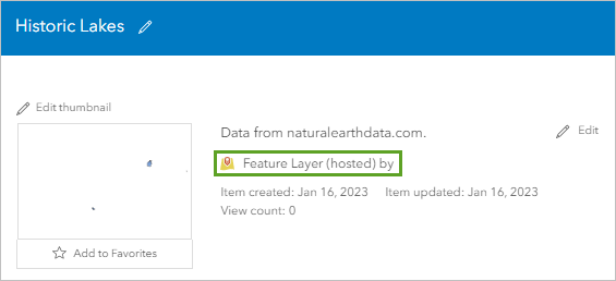 Elementtyp "Feature-Layer (gehostet)"