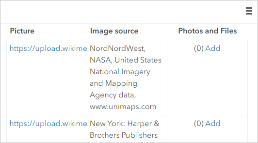 Tabelle mit der Spalte "Fotos und Dateien"