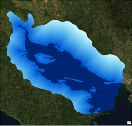 Auf der Karte dargestellte Entfernung vom Salzwasser