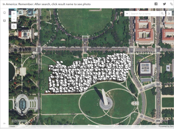 Kunstinstallation "In America: Remember", digitalisiert mit ArcGIS Instant Apps