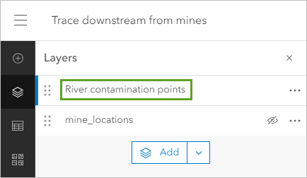 Auf den Layer "River contaminant locations" klicken