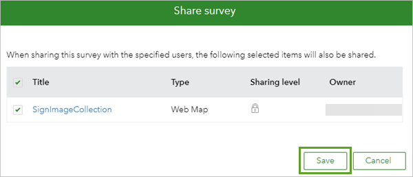 Fenster "Survey freigeben"