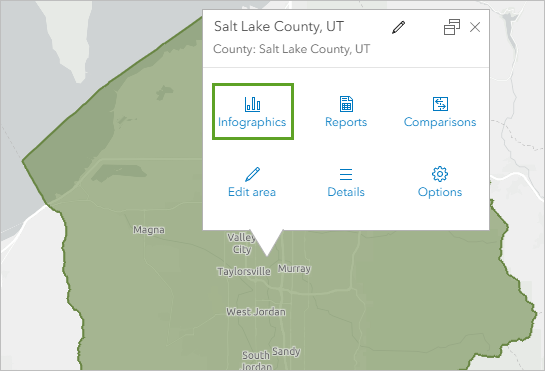 "Infografiken" im Pop-up "Salt Lake County, UT"