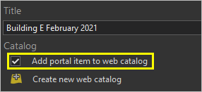 Option "Portalelement zu Webkatalog hinzufügen"