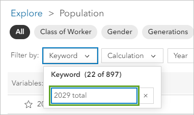 Filter "2029 population"