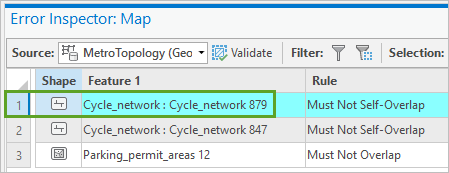 Fehler für "Cycle_network feature 879"