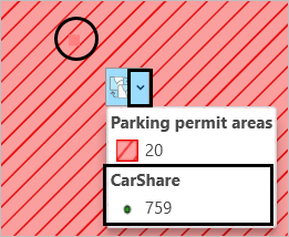 "CarShare" im Layer-Auswahlmenü für den ausgewählten Punkt