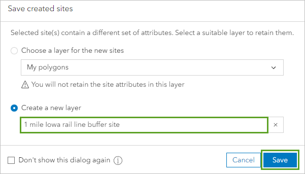 Wählen Sie beim Speichern die Option "Neuen Layer erstellen" aus.