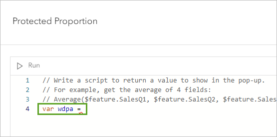 Die WDPA-Variable im Ausdrucks-Editor definieren.