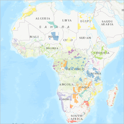 Teilmenge der Datenbank "World Database on Protected Areas"